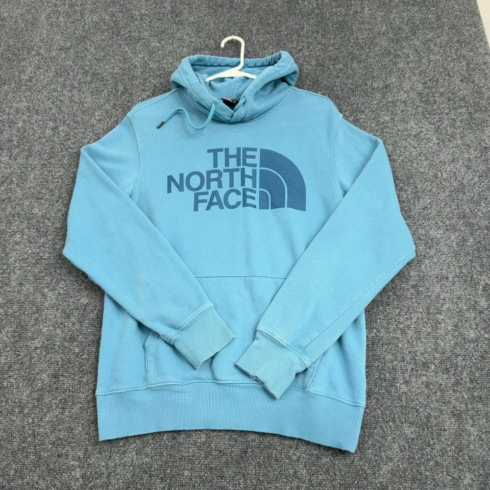 The North Face Hoodie Mens S Blue Cotton Blend Graphic Logo Gorpcore Outdoor